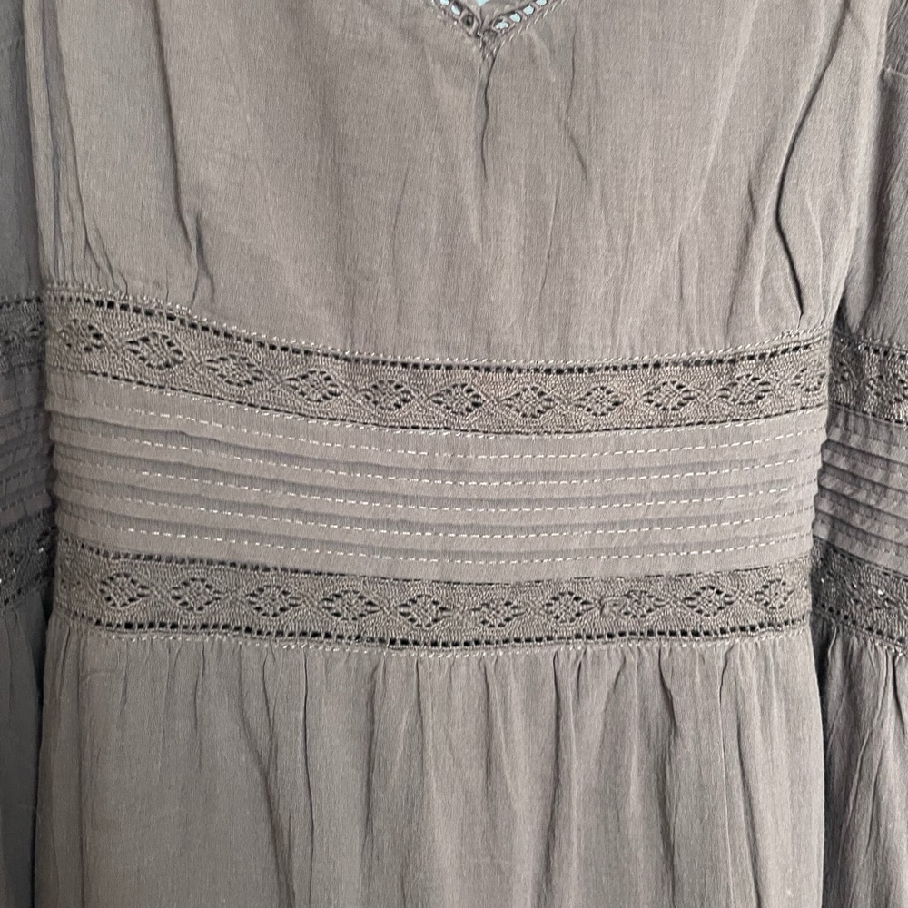 H&M Whimsigoth Boho Prairie Chocolate Brown Lace Cami Maxi Dress 90s Grunge 16 - Picture 6 of 14